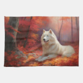 In Herbstleaves Inspiriert Samoyed Geschirrtuch (Horizontal)