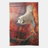 In Herbstleaves Inspiriert Samoyed Geschirrtuch (Vertikal)