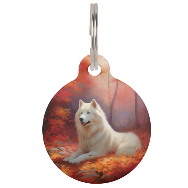 In Herbstleaves Inspiriert Samoyed Haustiermarke (Vorderseite)