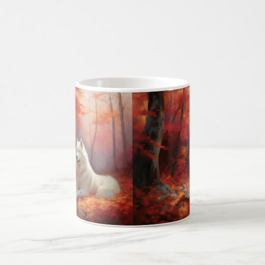 In Herbstleaves Inspiriert Samoyed Kaffeetasse (Mittel)