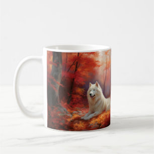 In Herbstleaves Inspiriert Samoyed Kaffeetasse