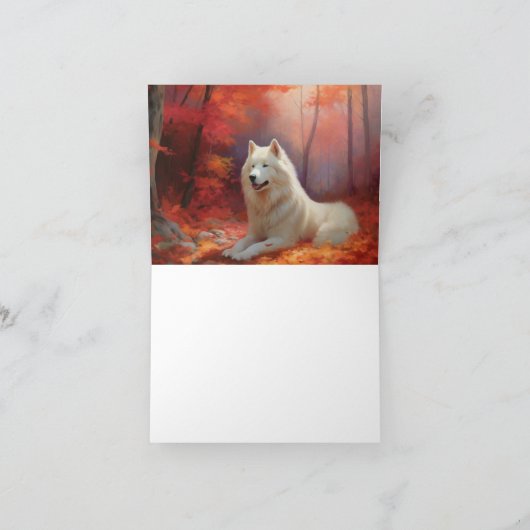 In Herbstleaves Inspiriert Samoyed Karte (Innenseite)