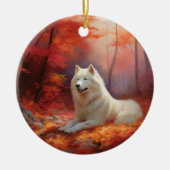In Herbstleaves Inspiriert Samoyed Keramik Ornament (Vorne)