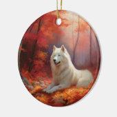 In Herbstleaves Inspiriert Samoyed Keramik Ornament (Links)