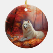 In Herbstleaves Inspiriert Samoyed Keramik Ornament (Hinten)