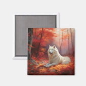 In Herbstleaves Inspiriert Samoyed Magnet (Vorderseite/Rückseite)