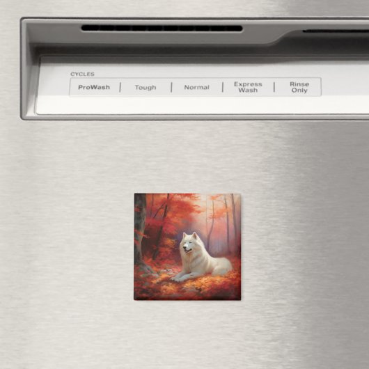 In Herbstleaves Inspiriert Samoyed Magnet (In Situ (Geschirrspüler))