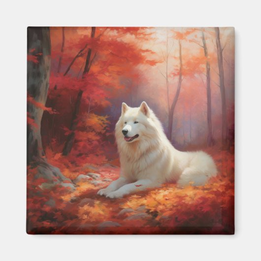 In Herbstleaves Inspiriert Samoyed Magnet (Vorne)