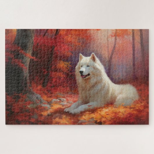 In Herbstleaves Inspiriert Samoyed Puzzle (Horizontal)