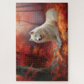 In Herbstleaves Inspiriert Samoyed Puzzle (Vertikal)