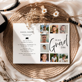 In His Grad Era Photo Collage Graduation Einladung