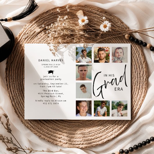 In His Grad Era Photo Collage Graduation Einladung