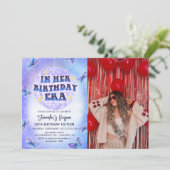 In ihrem Geburtstagszeitalter Butterfly Geburtstag Einladung (Stehend Vorderseite)