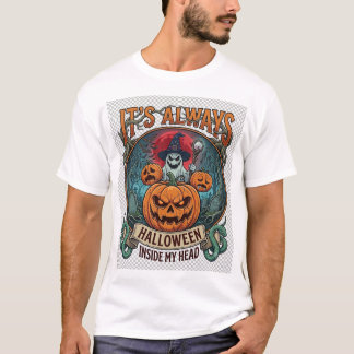 In Ihrem Kopf ist es immer Halloween Kürbis Geist  T-Shirt