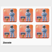 In Ihren Augen - Astronaut und Boombox-Roboter Quadratischer Aufkleber (Blatt)