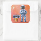 In Ihren Augen - Astronaut und Boombox-Roboter Quadratischer Aufkleber (Tasche)