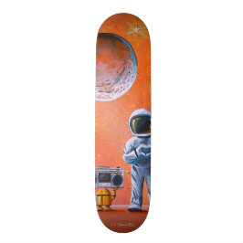 In Ihren Augen - Astronaut und Boombox-Roboter Skateboard