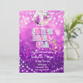 In ihrer Bridgezeit Retro Music Lila Brautparty Einladung (Stehend Vorderseite)