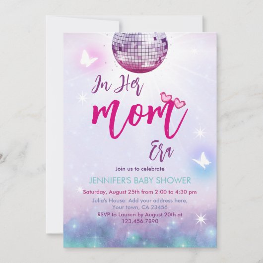In ihrer Mama ÄA Lila Music Baby Dusche Einladung (Vorderseite)