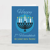 In Ihrer neuen Zuhause First Hanukkah Menorah auf  Karte (Vorderseite)