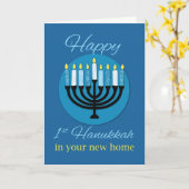 In Ihrer neuen Zuhause First Hanukkah Menorah auf  Karte (Gelbe Blume)