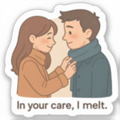 In Ihrer Pflege gürte ich - süßes Paar Aufkleber (Vorderseite)