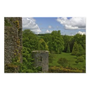 In Irland, auf dem Schloss Blarney, ein Steinturm  Fotodruck