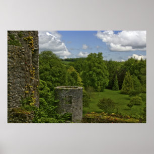 In Irland, auf dem Schloss Blarney, ein Steinturm  Poster