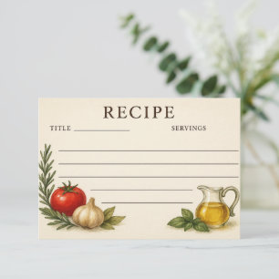 In Italien eingetauchte Rezeptkarte