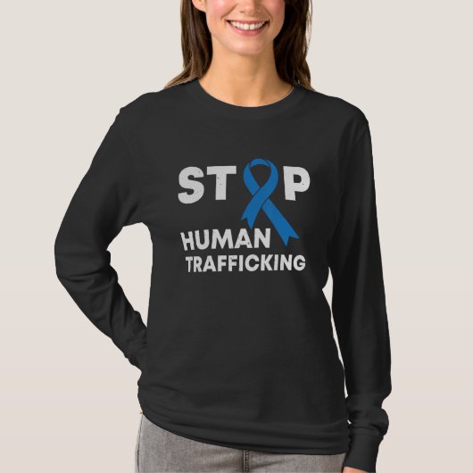In January we Wear blue ribbon human trafficking A T-Shirt (Vorderseite)