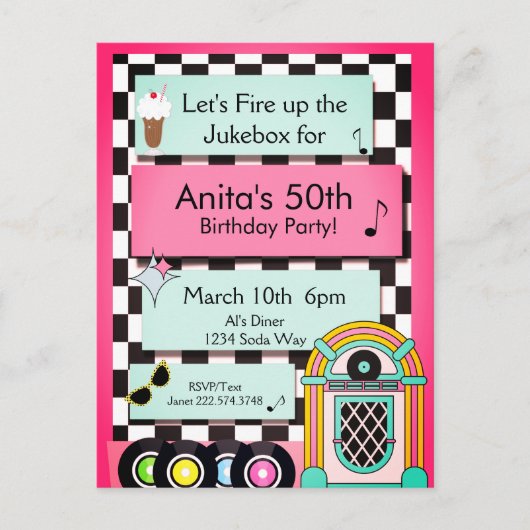 In jedem Alter, 1950er Jahren, Einladung zum Gebur Postkarte (Vorderseite)