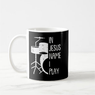 In Jesus Name Christmas Cool I Play Drum Christian Kaffeetasse