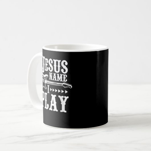 In Jesus Name spiele ich Gitarre Christlich Gitarr Kaffeetasse (Vorderseite Links)