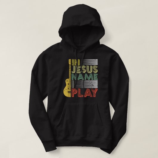In Jesus Name spiele ich Gitarre Christliche Musik Hoodie (Design vorne)
