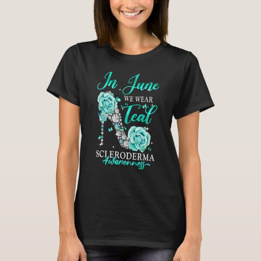 In June We Wear Teal Butterfly Scleroderma Awarene T-Shirt (Vorderseite)