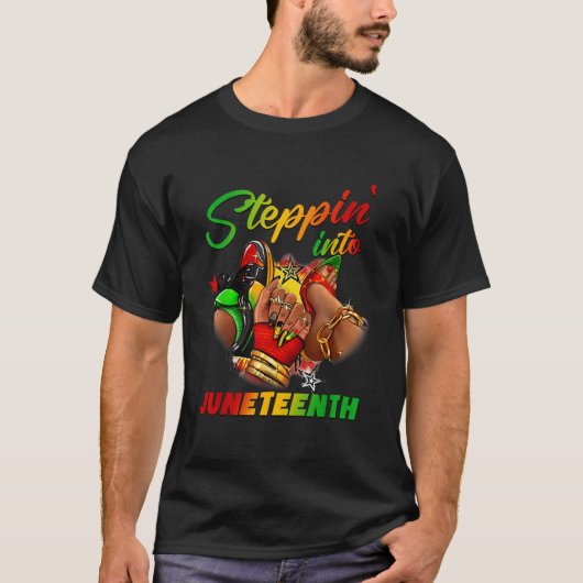 In Juneteenth Afro-Frau schwarze Mädchen Sn T-Shirt (Vorderseite)