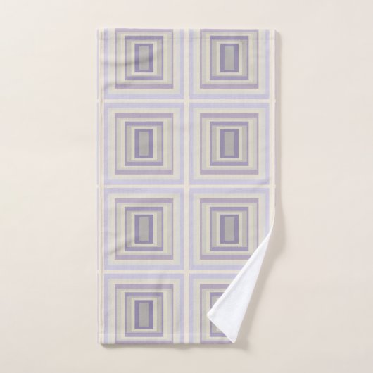 In khalkgrauem Lavendelgeometrie verpackt Badhandtuch Set (Handtuch)