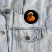 In Kürkin Halloween Pugkin Niedlicher Mops Hallowe Button (Beispiel)