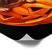 In Kürkin Halloween Pugkin Niedlicher Mops Hallowe Poster (Ecke)