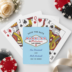 In Las Vegas geheiratet Blue Save the Date Spielkarten
