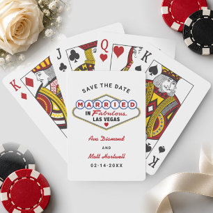 In Las Vegas geheiratet - Weiße Save-the-Date-Kart Spielkarten