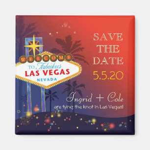 In Las Vegas Wedding Hitched Save the Date Magnet
