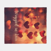 In Liebe Eingehüllt Romantisches Herz Glowing Flee Fleecedecke (Vorderseite (Horizontal))