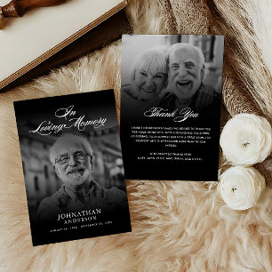 In Liebe Erinnerung 2-Foto Elegantes Schrift-Funer Dankeskarte