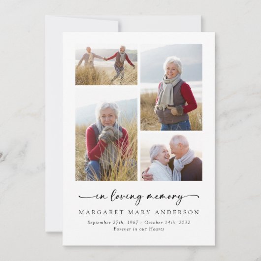 In Liebe Erinnerung fünf Fotos Beerdigung Beileid Dankeskarte (Vorderseite)