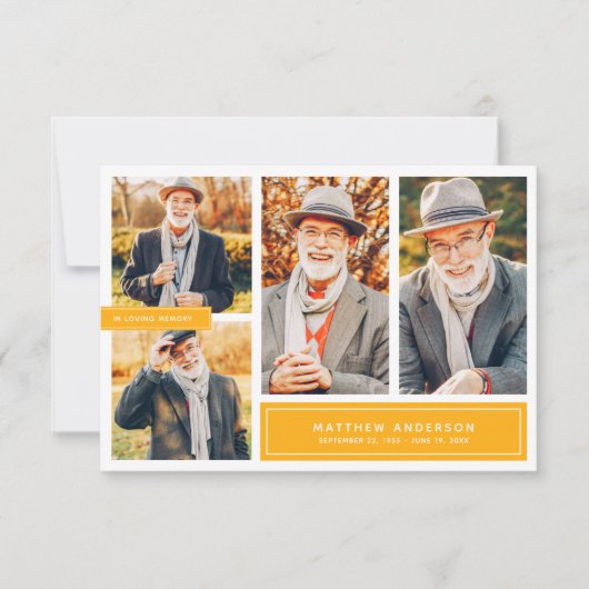 In Liebe Erinnerung Moderne Farbe Vier Fotos Dankeskarte (Vorderseite)