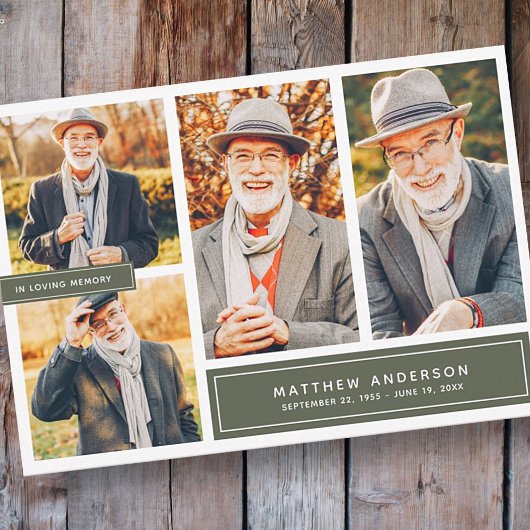 In Liebe Erinnerung Moderne Farbe Vier Fotos Dankeskarte