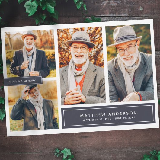 In Liebe Erinnerung Moderne Farbe Vier Fotos Magnetkarte