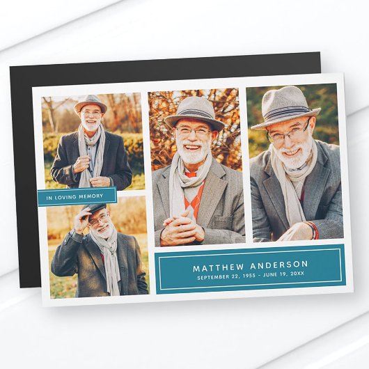 In Liebe Erinnerung Moderne Farbe Vier Fotos Magnetkarte