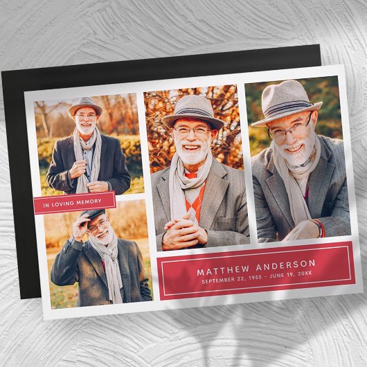 In Liebe Erinnerung Moderne Farbe Vier Fotos Magnetkarte